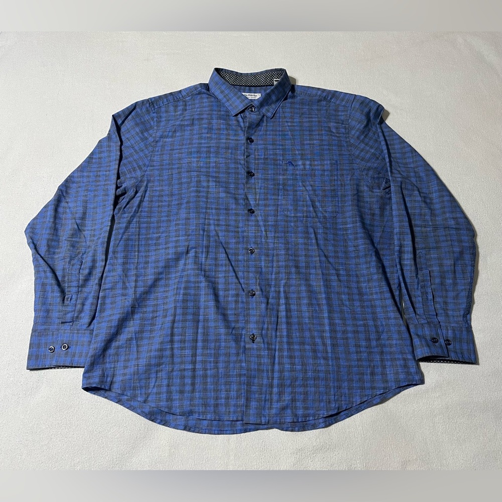 Tommy Bahama Mens XL Blue Black Button‎ Down Long Sleeve The Newport Coast